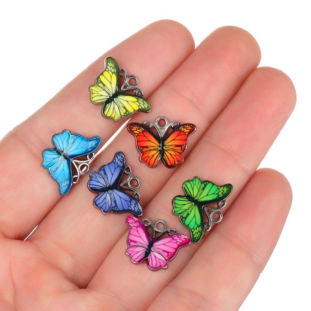 R-flower 10PCS Butterfly Pendant Fashion DIY Aksesoris Handmade Kalung Anting Crafting