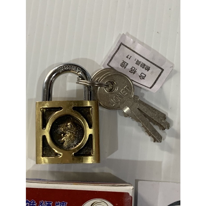 Gembok Ukir Cap Singa Kuningan Asli Leher Pendek LIONET 40mm