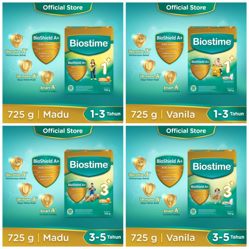 Biostime 1+ 3+ Madu/Vanilla 725 gr