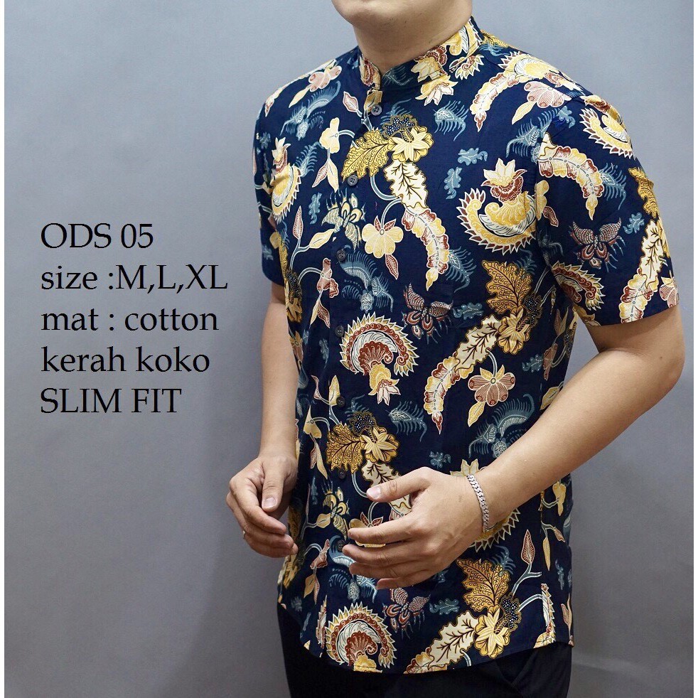 JHT  Baju Batik Pria Kemeja Lengan Pendek Batik Modern Batik Solo Batik Murah Kerah Shanghai