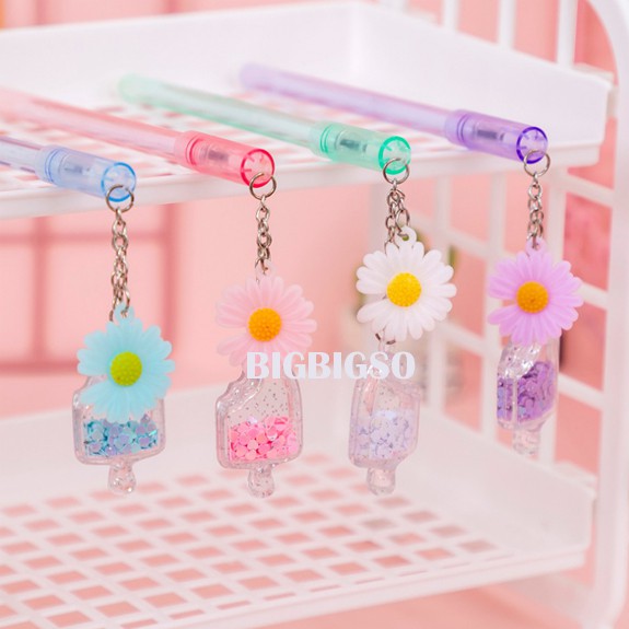 

[BISA COD] Pulpen Gel 0.5mm untuk Alat Tulis Sekolah Pulpen Gliter Gantungan Bunga blink blink lucu