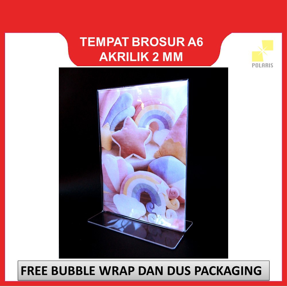ACRYLIC TENT HOLDER / TEMPAT BROSUR AKRILIK / NOMOR MEJA UKURAN A6