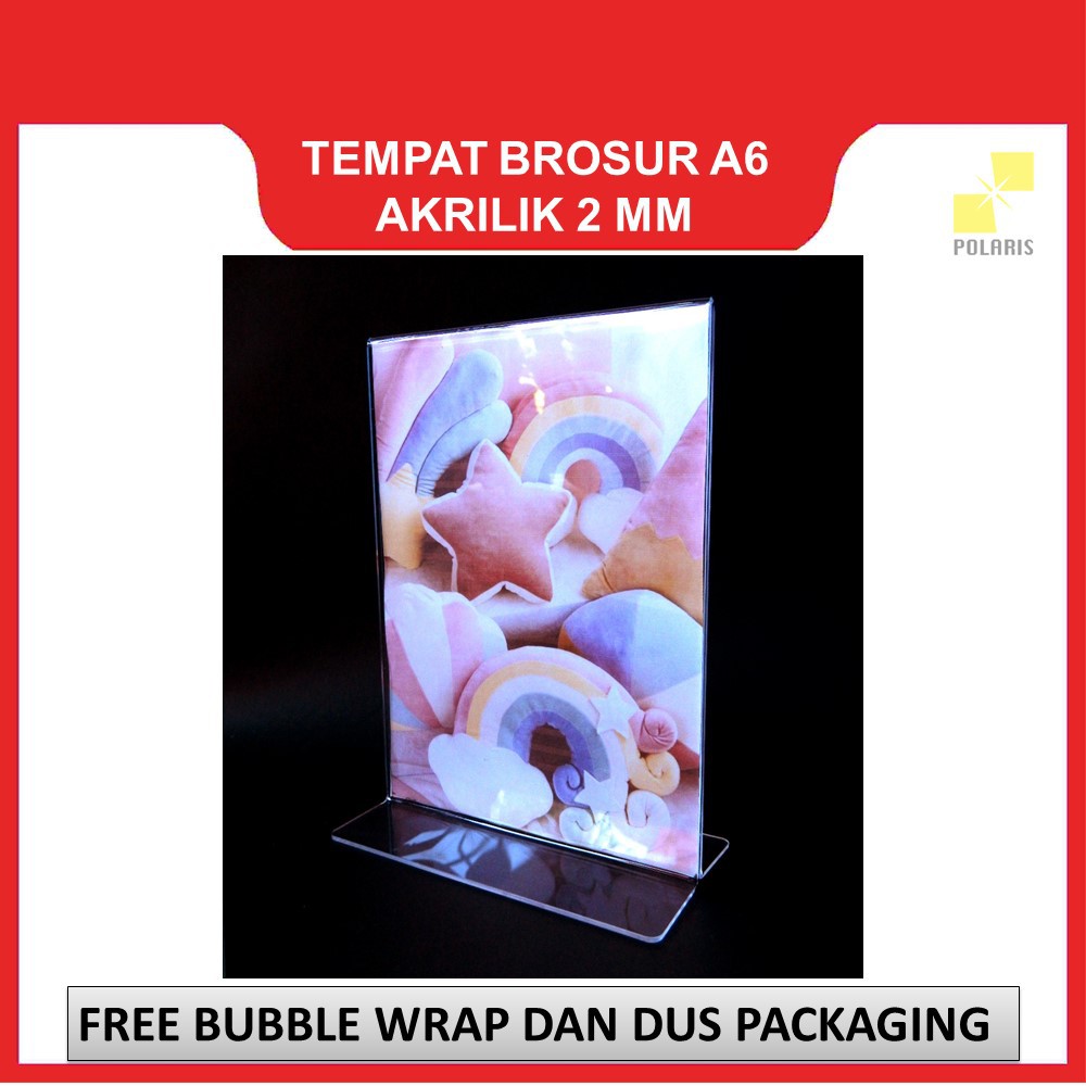 ACRYLIC TENT HOLDER / TEMPAT BROSUR AKRILIK / NOMOR MEJA UKURAN A6