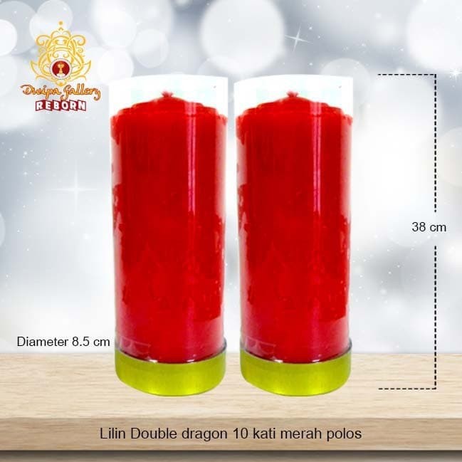 Lilin/Candle Puja Sembahyang Double Dragon 10 Kati Merah Polos