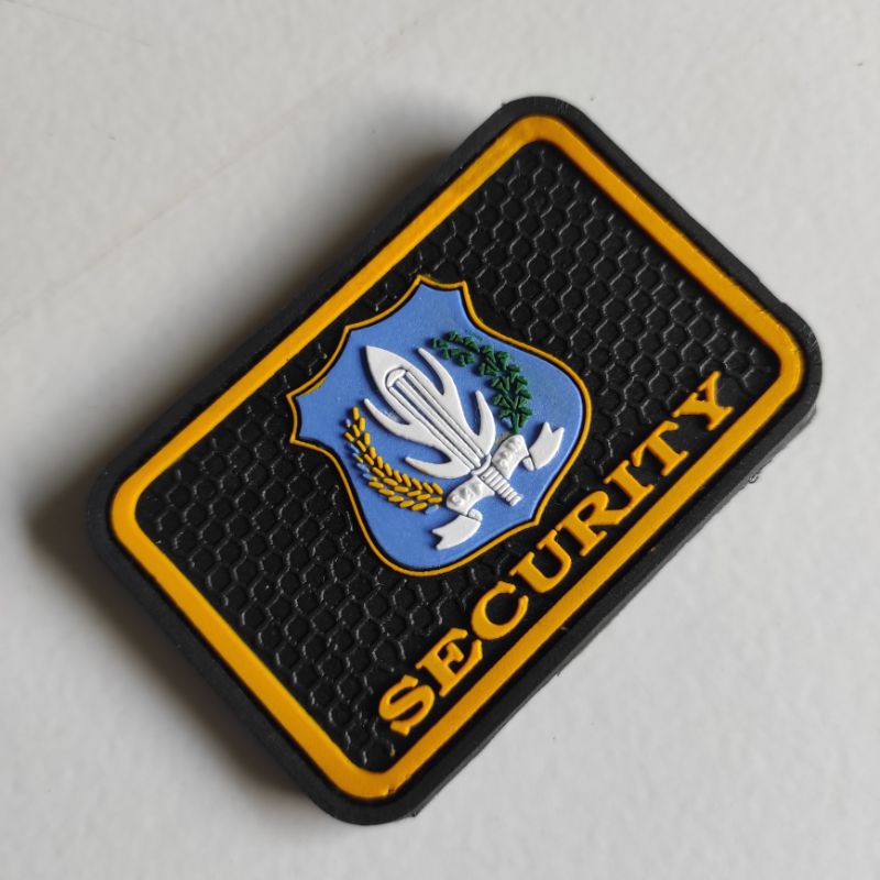 PATCH RUBBER LOGO SECURITY KOTAK TERBARU/SATPAM/TEMPELAN EMBLEM KARET VELCRO