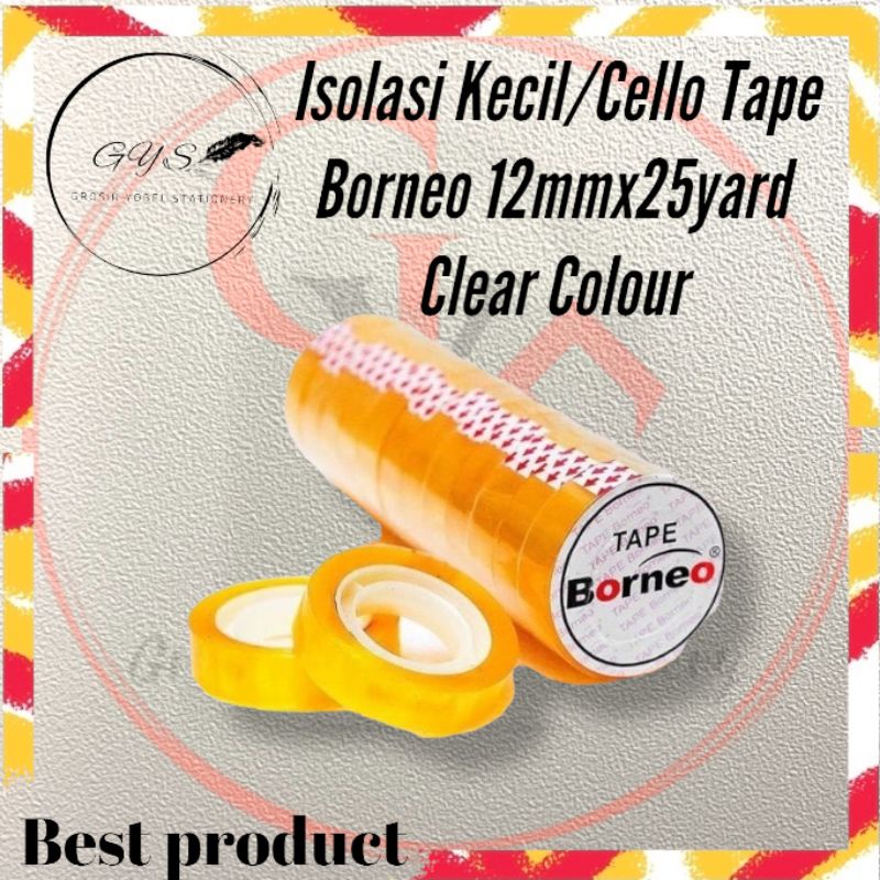 

Isolasi Kecil Borneo 12mmx25yard Bening(12ROLL/SLOP)/Clear Tape/Cello Tape/Isolasi kado