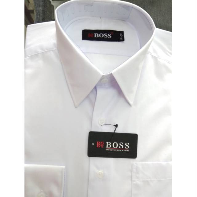 Kemeja BOSS polos panjang PUTIH