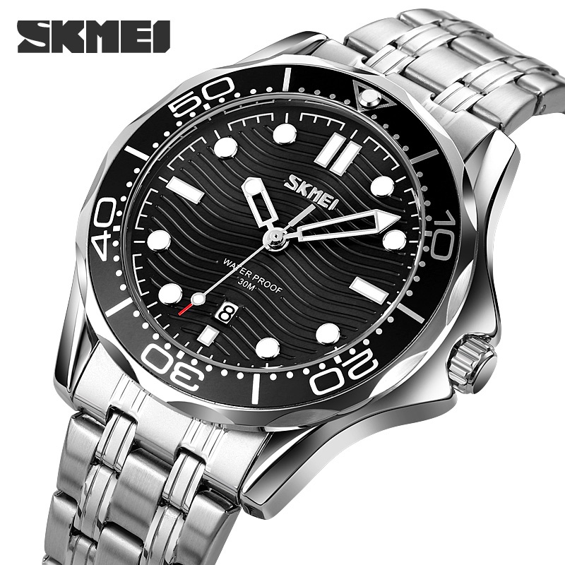 Jam Tangan Pria SKMEI 9276 Analog Date Silicon &amp; Stainless Steel Original SKMEI