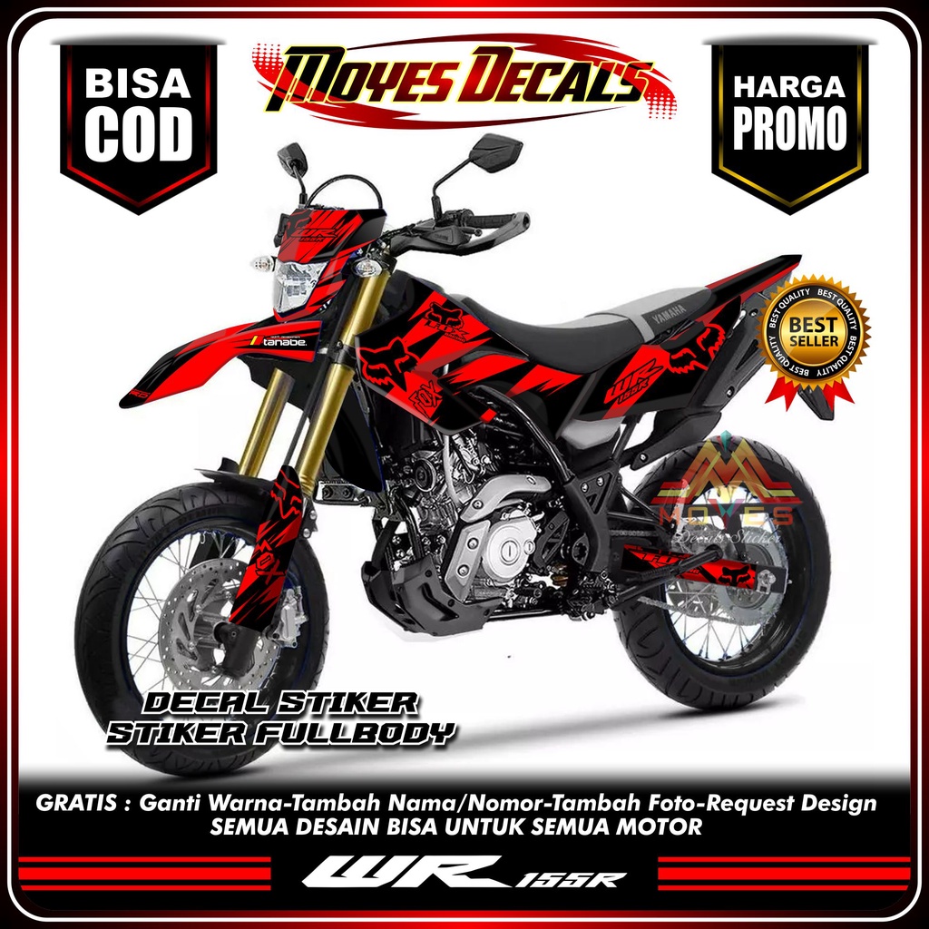 Decal Sticker WR155 R Supermoto - Motif FOX Merah Elegant Color Stiker Dekal Motor Yamaha WR 155 R