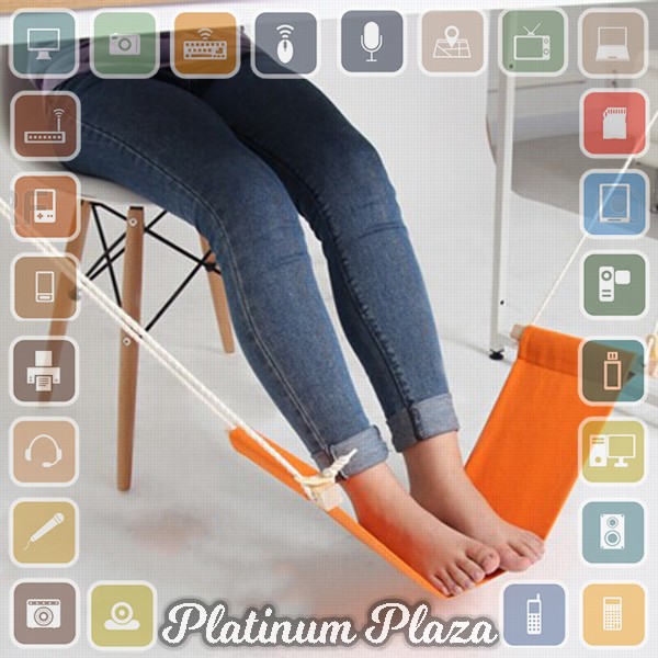 HOUSEEN Mini Hammock Tablet Foot Rest / Pijakan Kaki Meja - Orange`6E45LB-