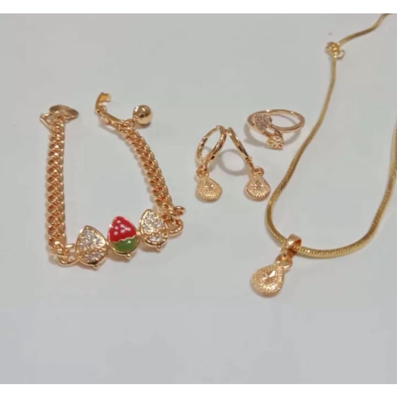 Set anak strawberry gold permata lapis emas 24 K