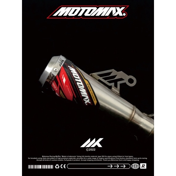 Knalpot MOTOMAX RACING ORIGINAL type M2 (Full Stainless Steel) KNALPOT ROADRACE KNALPOT DRAGBIKE KNA