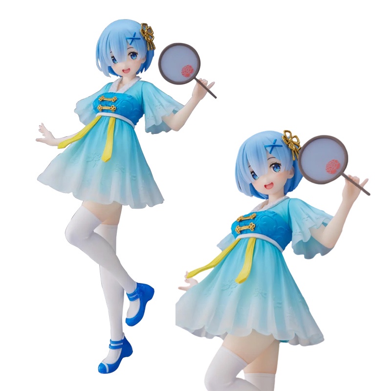 Mainan Action Figure Model Anime Zero Rem Ram Blue National Dress 22cm Bahan PVC Untuk Koleksi