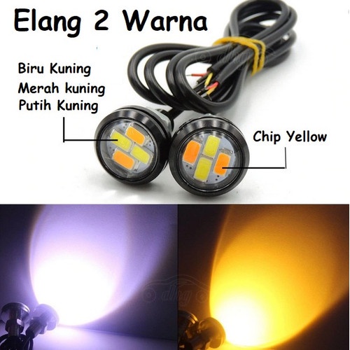 Lampu Mata Elang LED  2 Warna Murah Lampu Senja dan Sein 2pcs