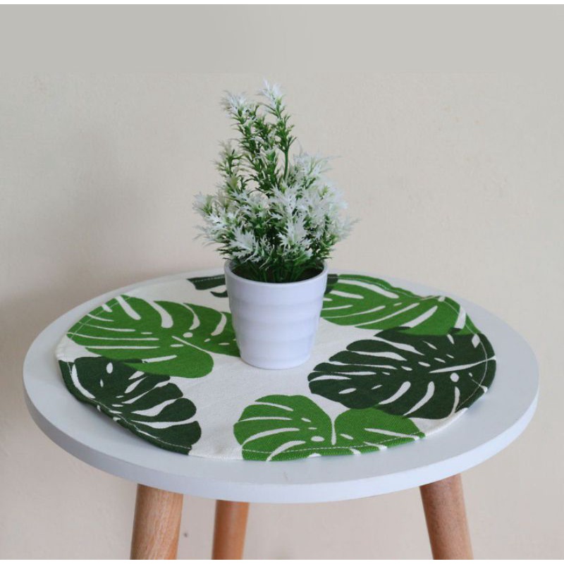 Taplak meja bulat kain katun