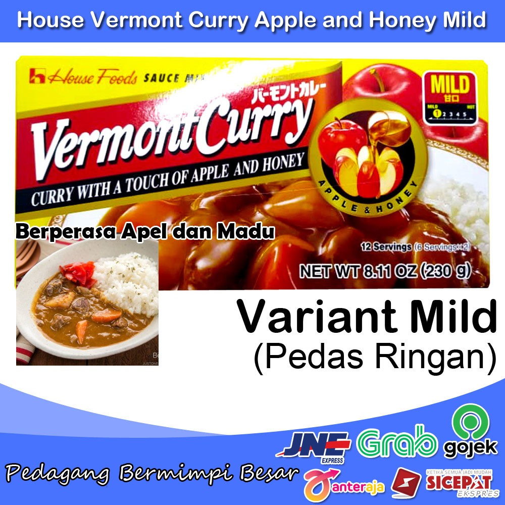 

House Vermont Curry Apple and Honey 230gr Mild | Blok Kari Jepang