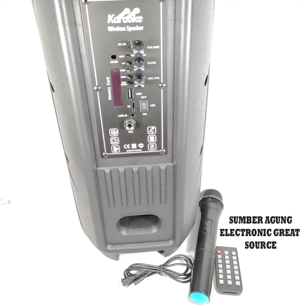 F8888 Fleco Speaker 8inch Portable Lampu Bonus Mic Wireless