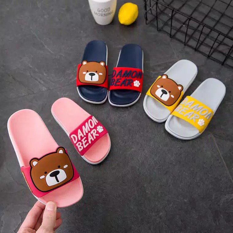 SANDAL DAMON BEAR Sandal selop karet lucu anak Laki Laki Cowok Import Kualitas Bagus