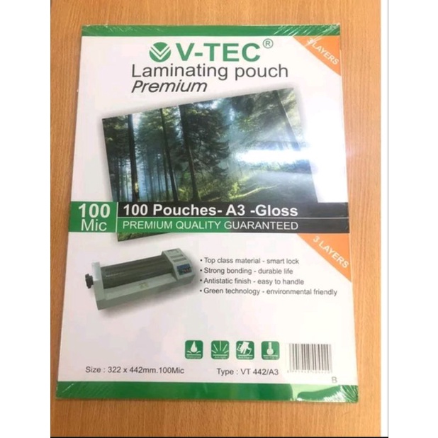 

V-tec.laminating.film.size A3.100mic