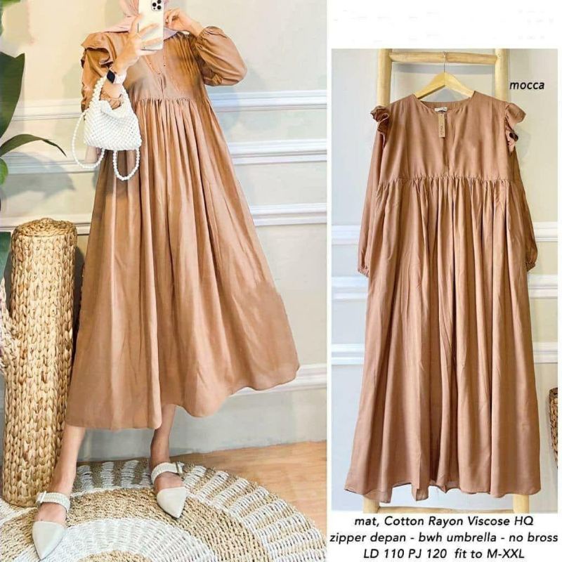 Isyana Midi Dress/Gamis Wanita/Terbaru/Kekinian / Casual Dress Murah