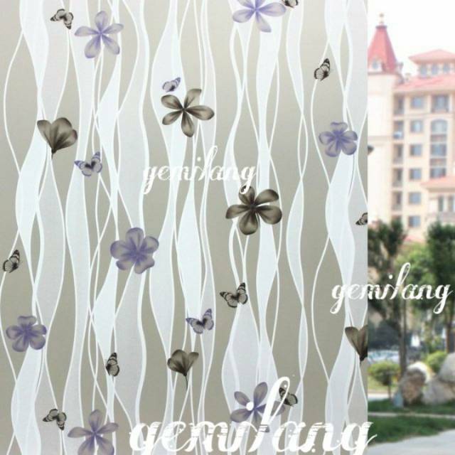 STIKER KACA MOTIF BUNGA AIR