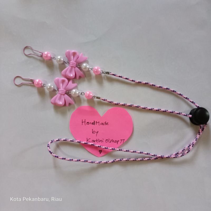 STRAP MASKER 2in1//Kalung Masker Hijab Mutiara Pita