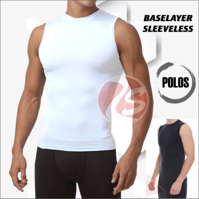 atasan pria polos baselayer sleeveless manset tanpa lengan  kaos pria dewasa  singlet  lekbong putih