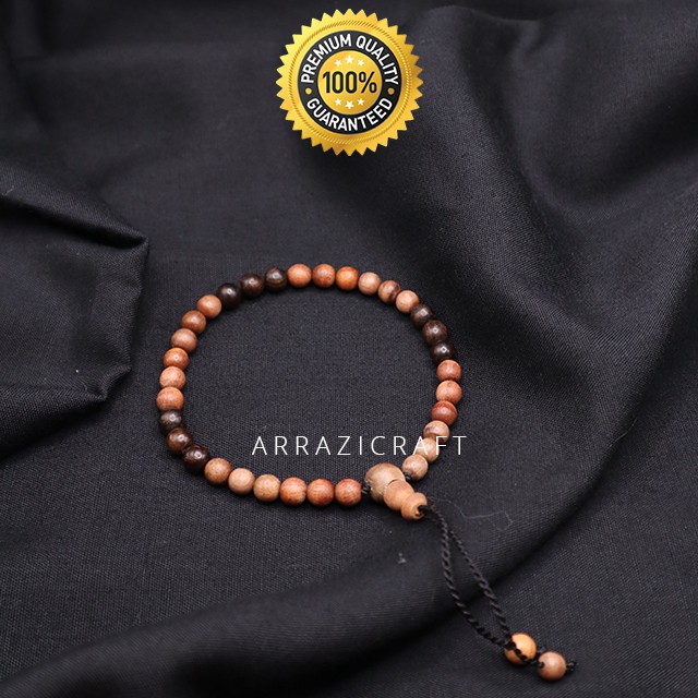 Gelang Tasbih Kombinasi Kayu Stigi Laut Dewandaru Kalimasada Kalimosodo ASLI 33 Butir