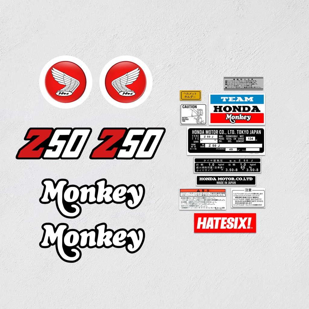 Sticker stiker decal tempelan honda monkey z50 Hatesix