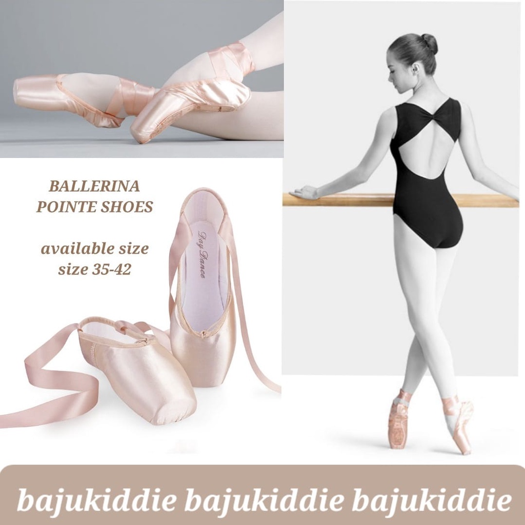 SEPATU BALET ANAK DEWASA WANITA SATIN IMPOR BALLERINA POINTE SHOES SEPATU BALLET IMPORT