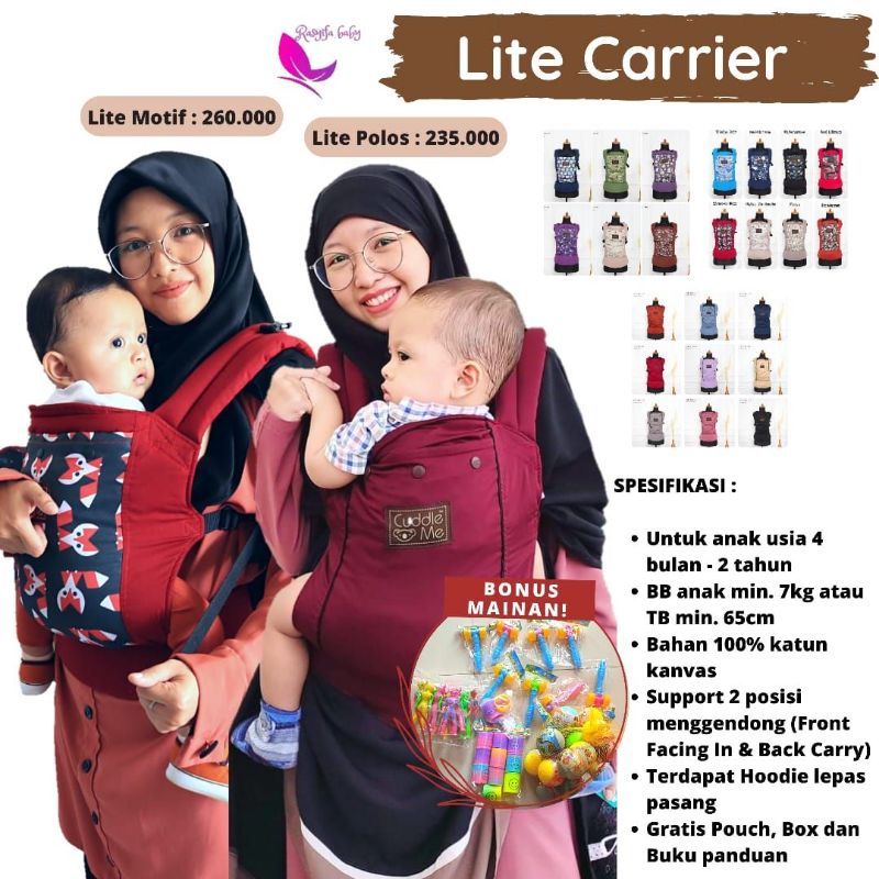 CuddleMe LITE carrier Gendongan bayi anak SSC Mshape 4bulan-2 tahun Cuddle Me