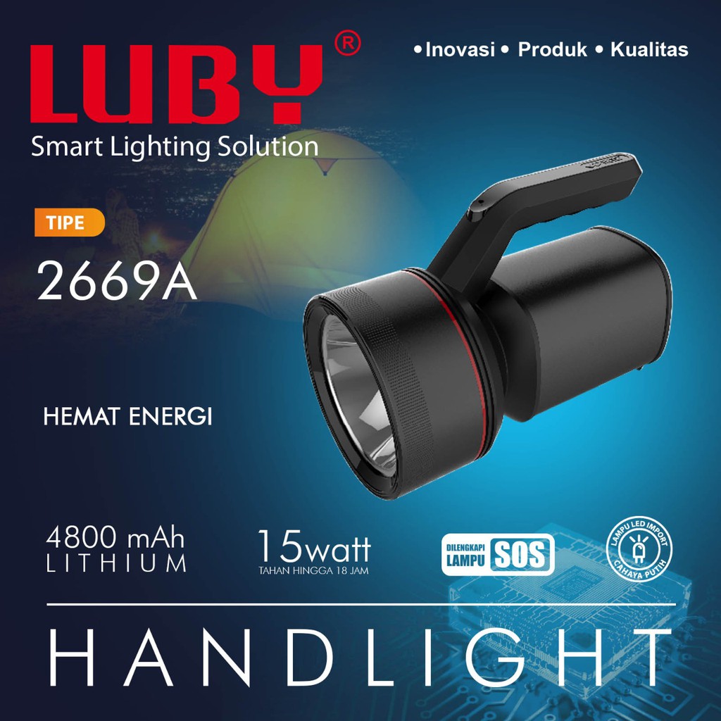 Luby L-2669A Senter Tangan / HandLight 15 Watt Daya Tahan Hingga 18 Jam