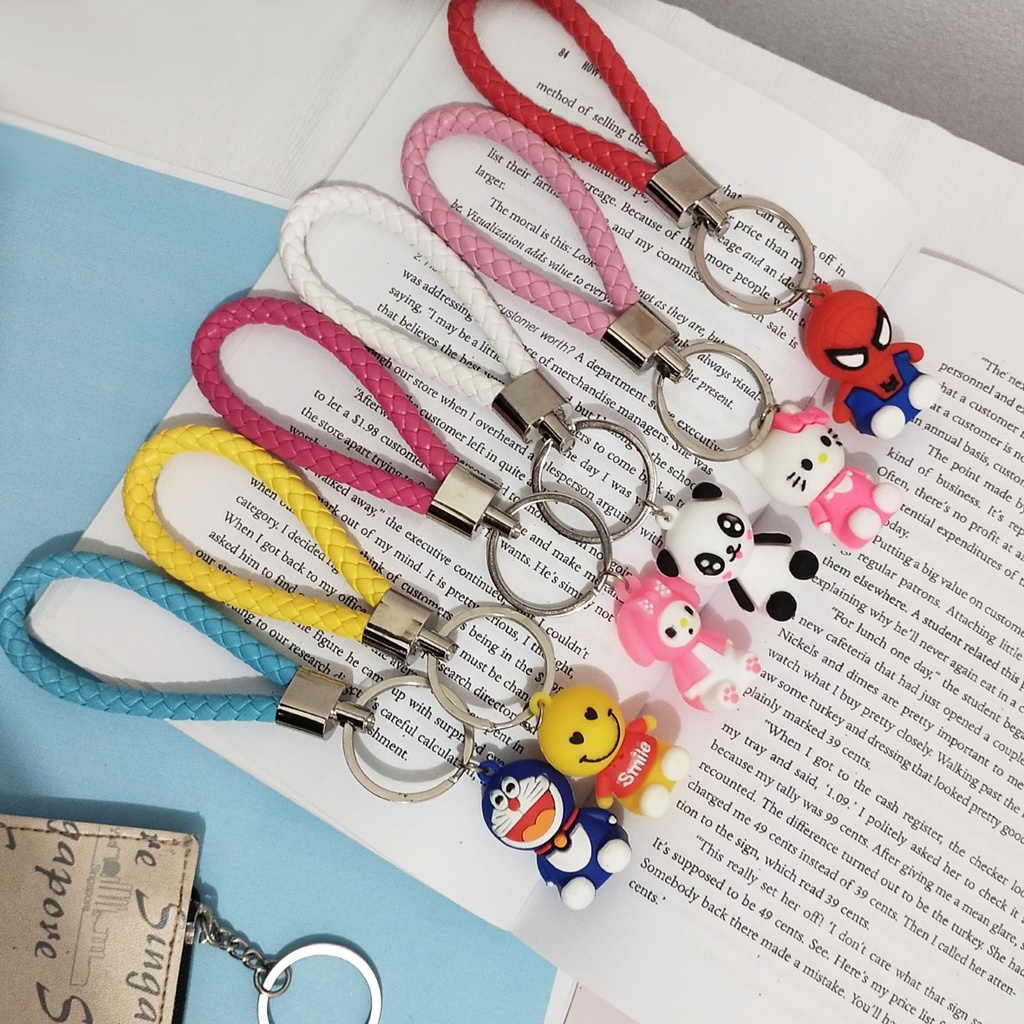 Gantungan kunci lucu ganci korea gantungan kunci Tambang karakter kartun doraemon hello kitty keychain spiderman