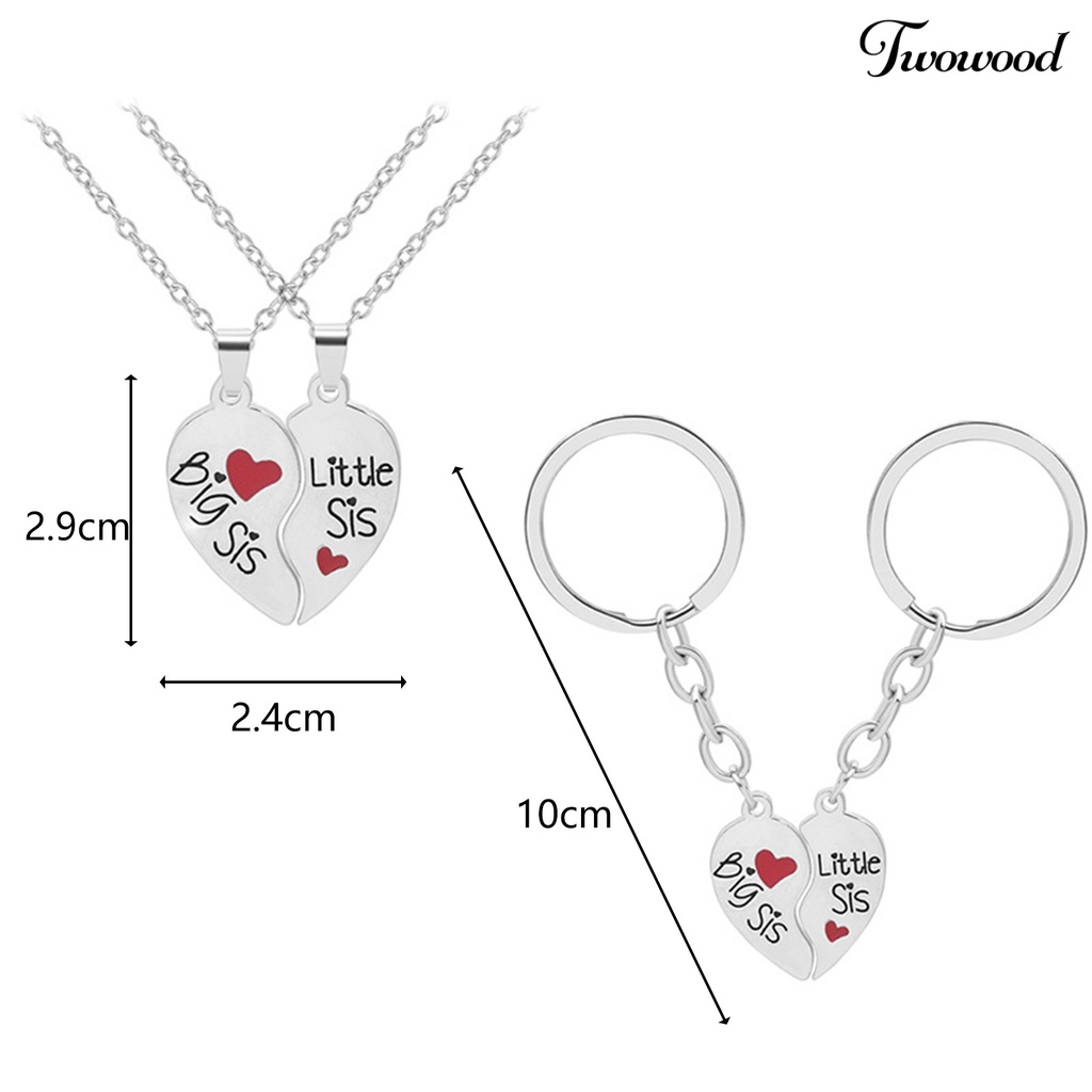 2 Set Kalung Bentuk Hati Bahan Stainless Steel Tahan Lama Untuk Hadiah