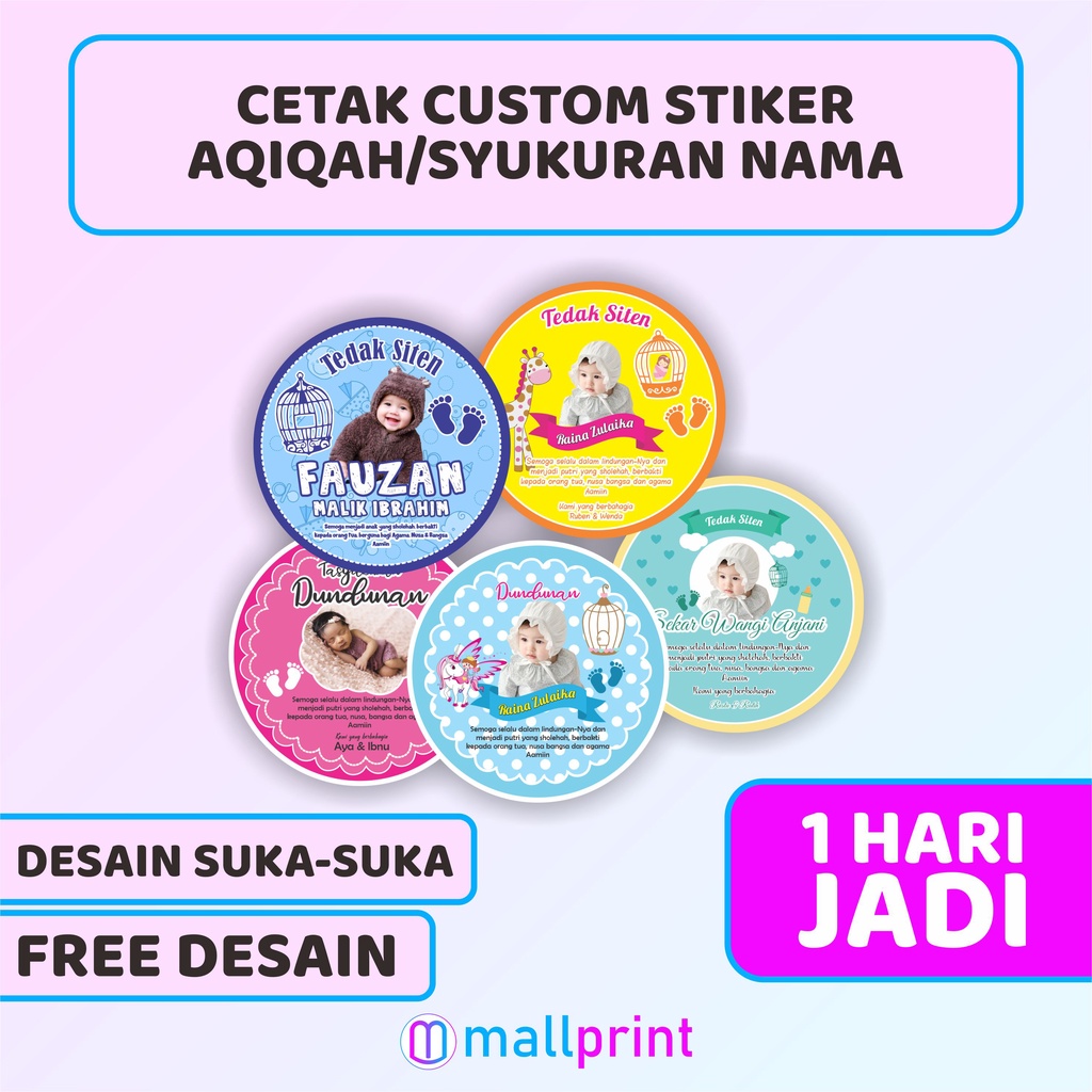 

FREE DESAIN Stiker Label Kartu Ucapan Tasyakuran Aqiqah | Tedak Sinten