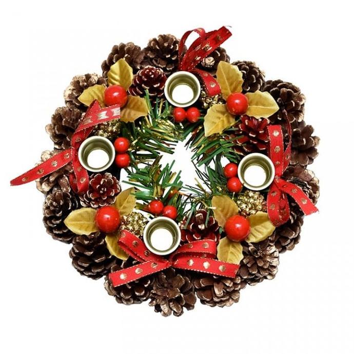 Hiasan Krans Lingkaran Adven 4 Lilin Diameter 20cm