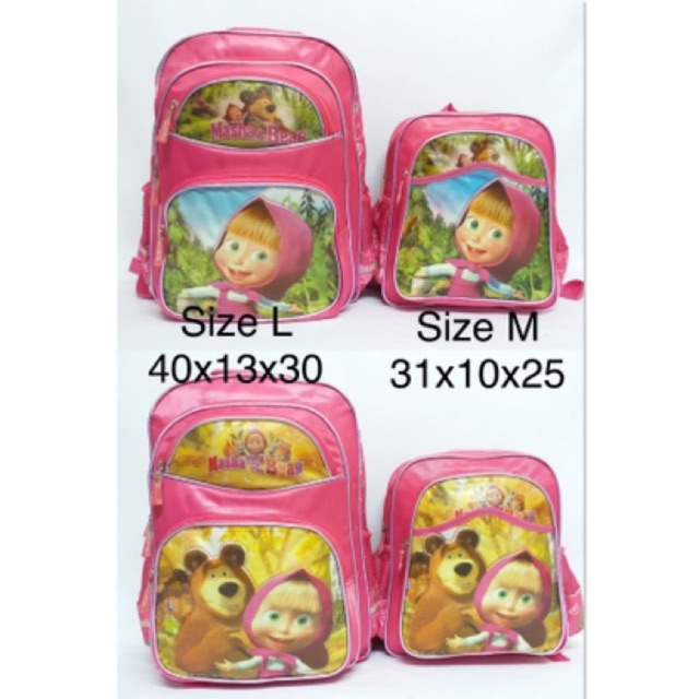 Tas Ransel Masha And The Bear / Tas Ransel Anak Sekolah SD 16inci