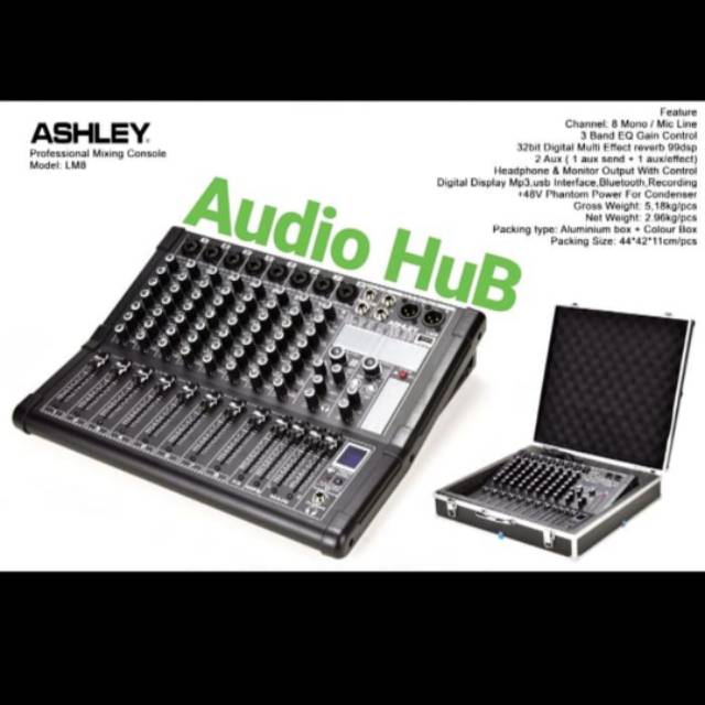 MIXER AUDIO ASHLEY LM8 MIXER ASHLEY LM 8 CHANNEL KOPER ORIGINAL