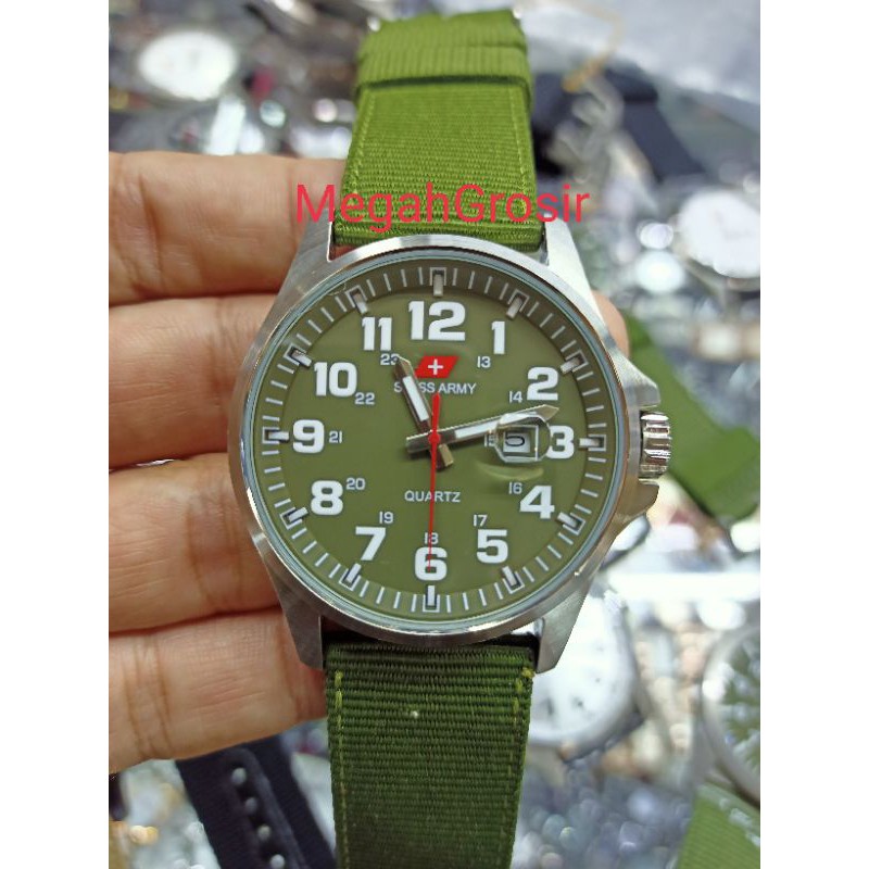 ( Best Seller )  Jam Tangan Swiss  Tali Kanvas Original