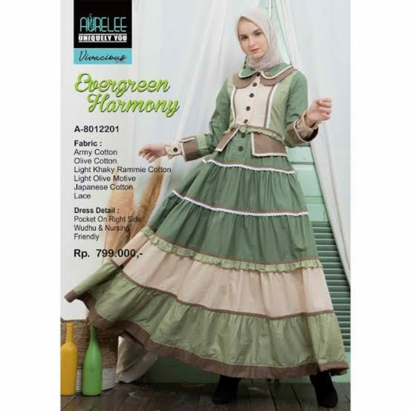 (COD)Gamis Aurelee Terbaru/Aurelee Evergreen Harmony/Gamis Muslimah/Sarimbit Aurelee