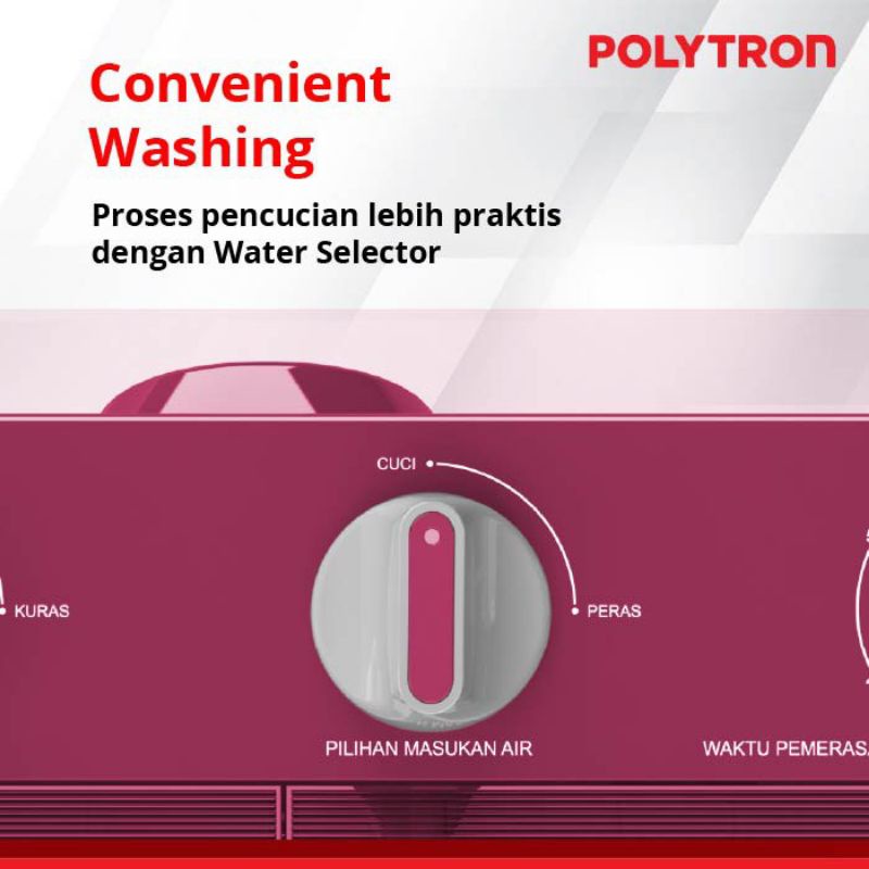 mesin cuci 2 tabung POLYTRON primadona samba 2 tabung 7,5kg PWM 751R