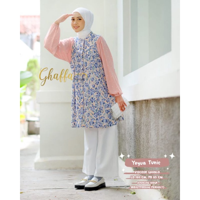 YEYUA TUNIC BY GHAFFA THE LABEL / TUNIK MOTIF WANITA MUSLIMAH / Baju wanita modern premium