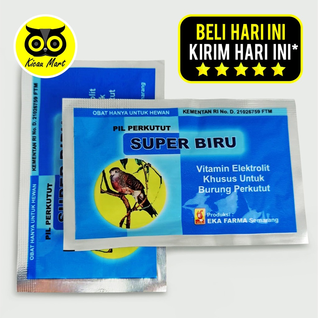 PIL JAMU PERKUTUT SUPER BIRU EKA FARMA SUPER BIRU PIL JAMU BURUNG PERKUTUT DERKUKU TEKUKUR PUTER ANGGUNAN PIL PERKUTUT GACOR ISI 12 VITAMIN ELEKTROLIT SPRBIRU