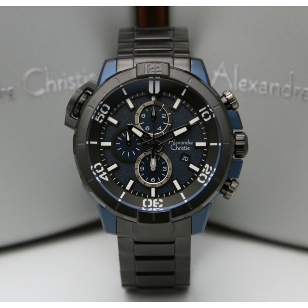 Alexandre Christie AC6554 Original Jam Tangan Pria Stainless Black Blue