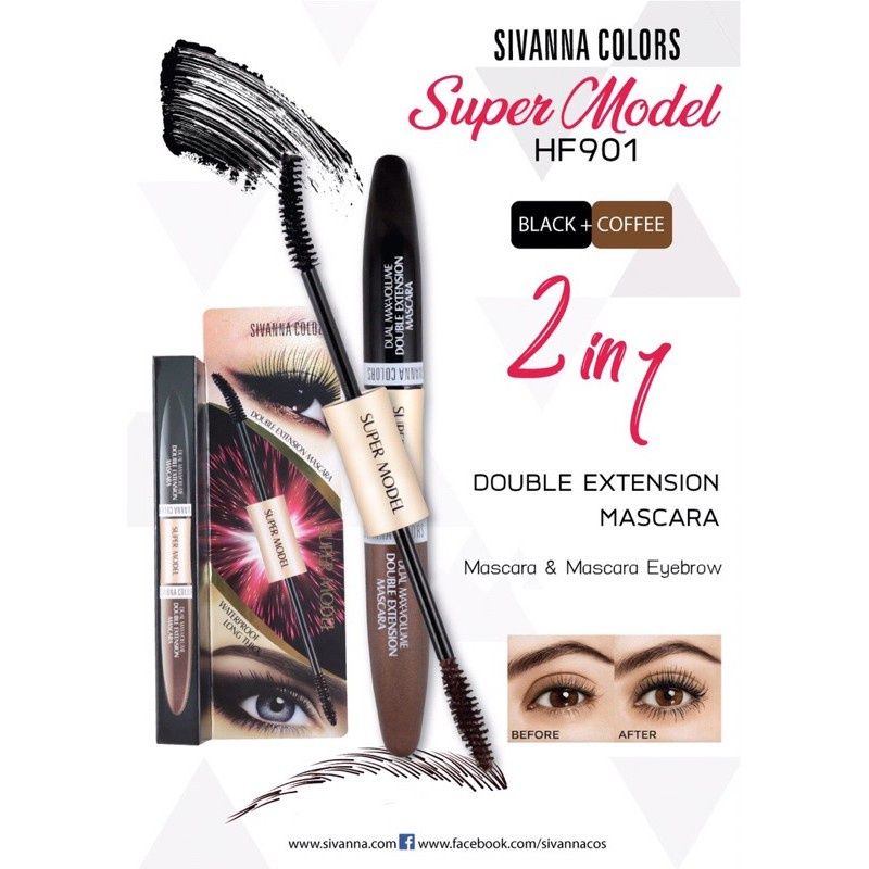 Sivanna Colors Super model 2in1 Double Extension Mascara