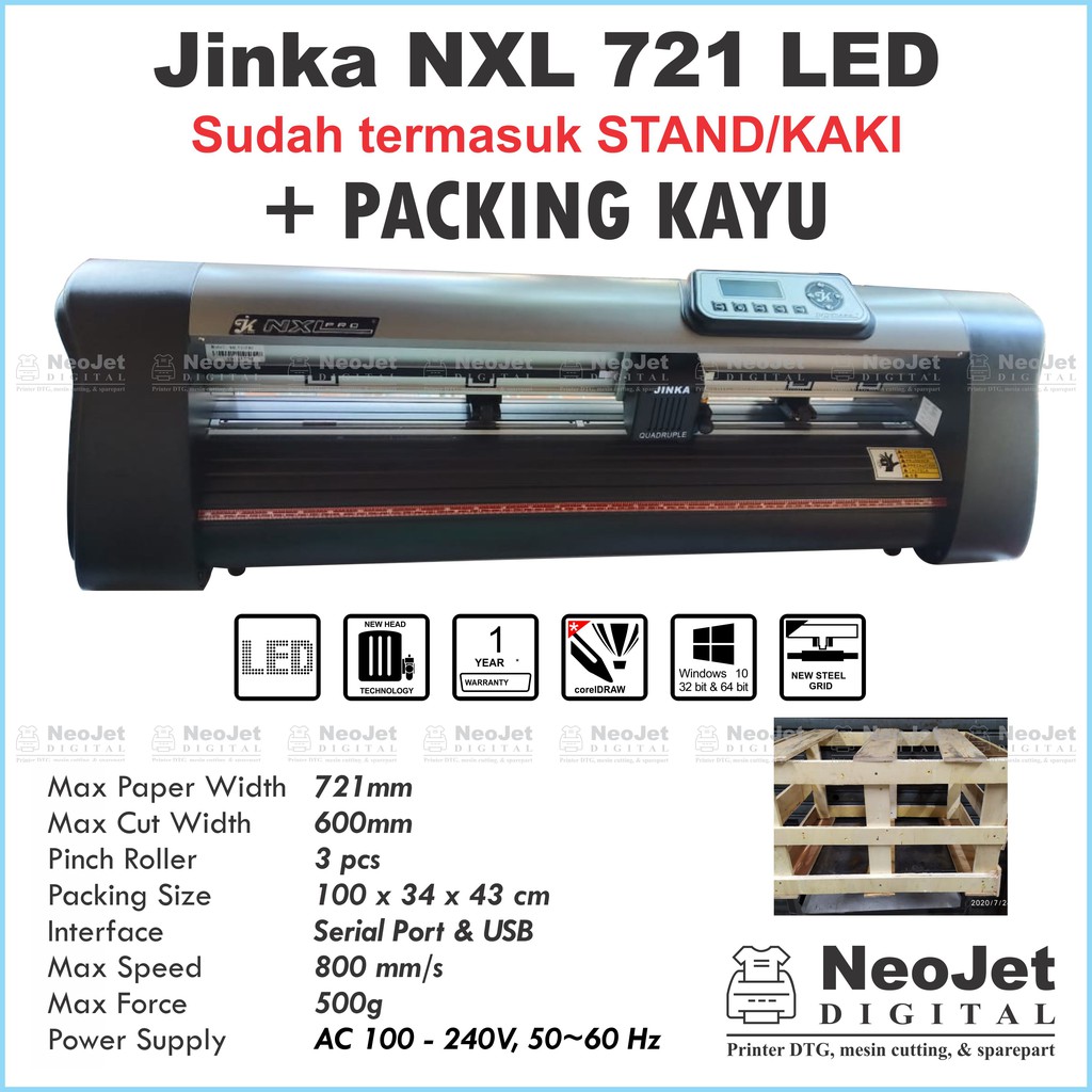 

Mesin Cutting Sticker JINKA 721 NXL 60cm LED Plotter Packing Kayu