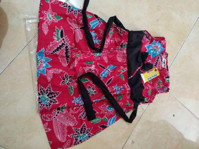 Dress Batik Anak Perempuan Warna Merah Katun Bagus Usia 2-4 Tahun Kode Dcb-17