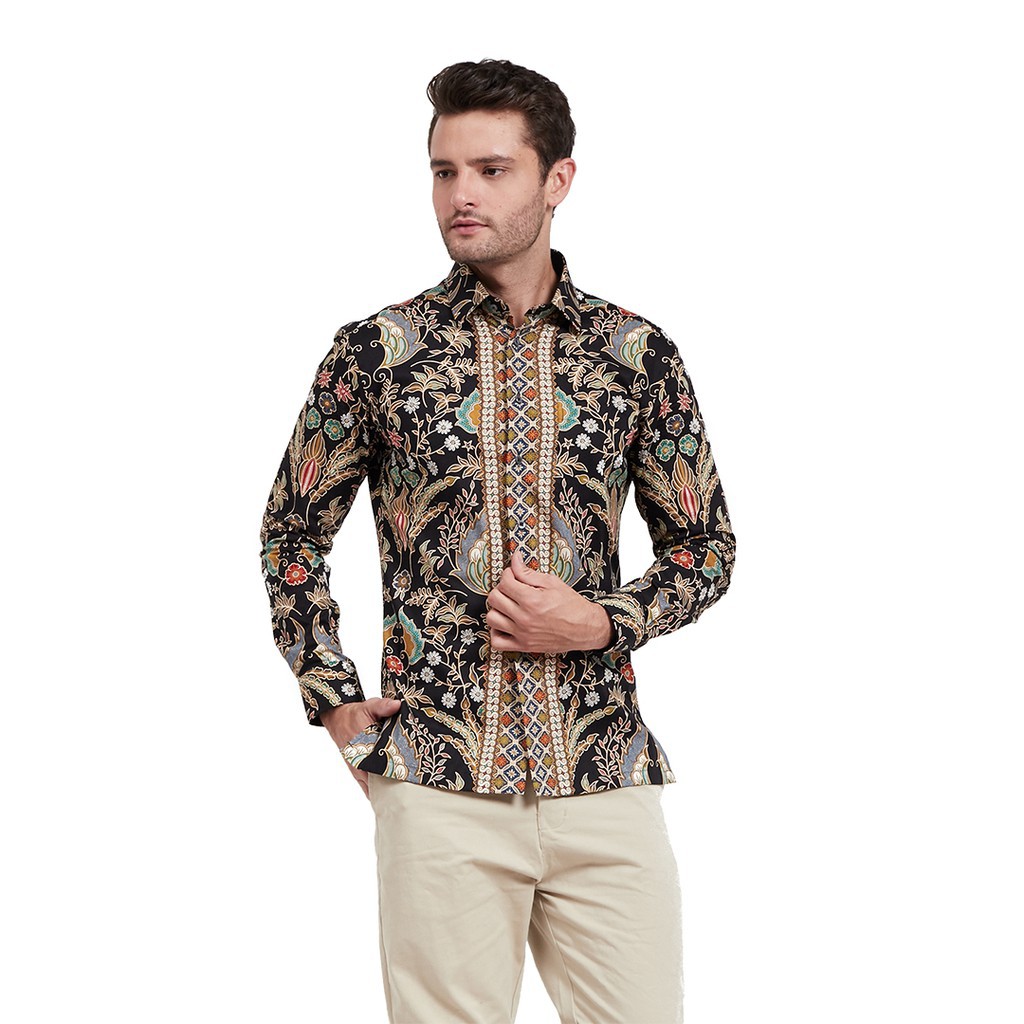 kemeja Alisan Bayar COD Alisan Batik Kombinasi Lengan Panjang BTKKB10431LS Hijau diskon murah