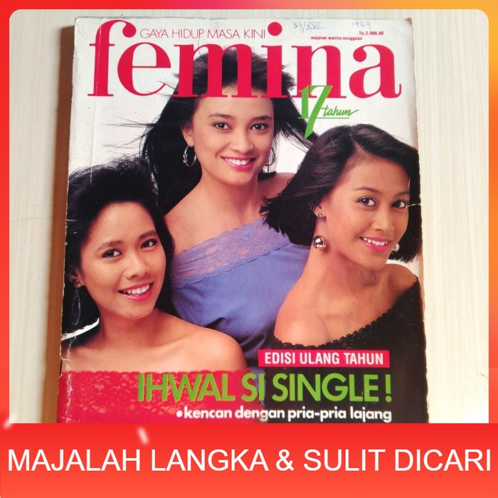 Majalah FEMINA Edisi Ultah 17th Th.1989 DIAH PERMATASARI IDA DEDEQ Langka
