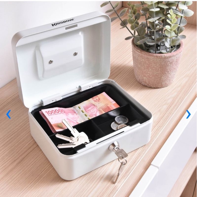 ACE Krisbow Cash Box Safe Box Kotak Uang Deposit Box 20 Cm - Putih